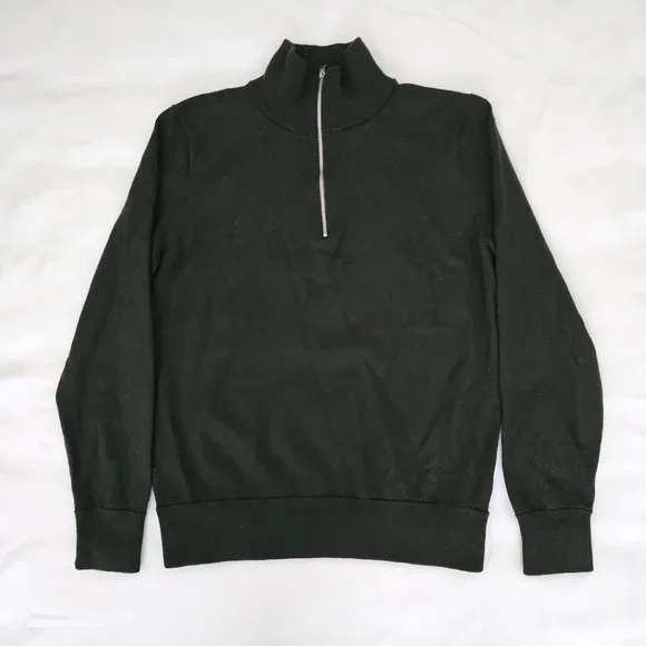 J. Crew Gray 100% Merino Wool Quarter Zip Long Sleeve Pullover Sweater Sz Large - Picture 2 of 12